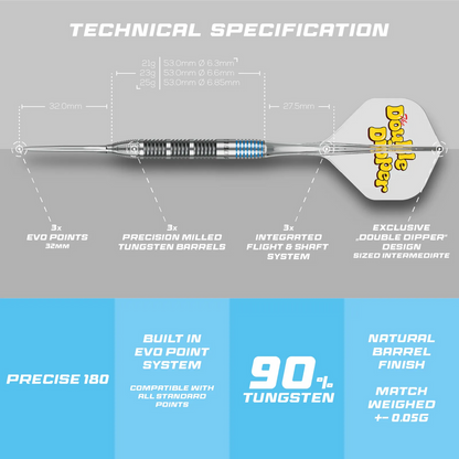 Precise 180 Bela 23g Darts with Moulded Flights