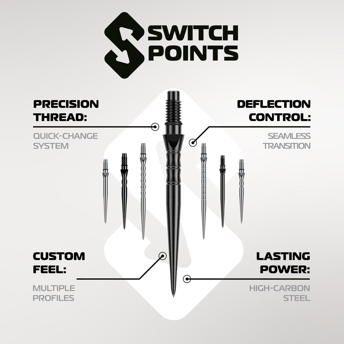 Winmau Switch Silver Groove Points