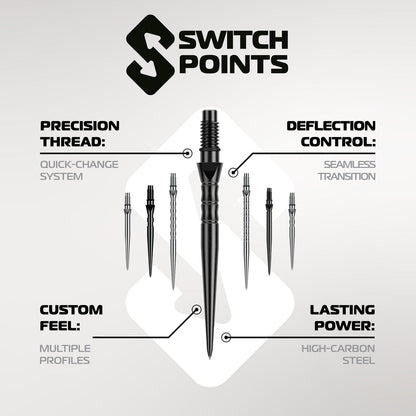 Winmau Switch Silver Groove Points